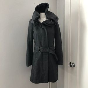 Zara Grey Wool Coat with Hood